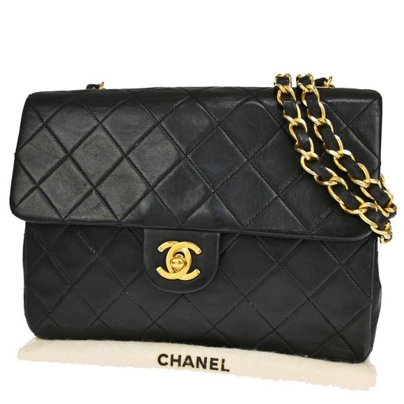 CHANEL CC Mini Matelasse Chain Shoulder Bag Leather Black GHW Vintage 323RJ288 - Picture 1 of 16